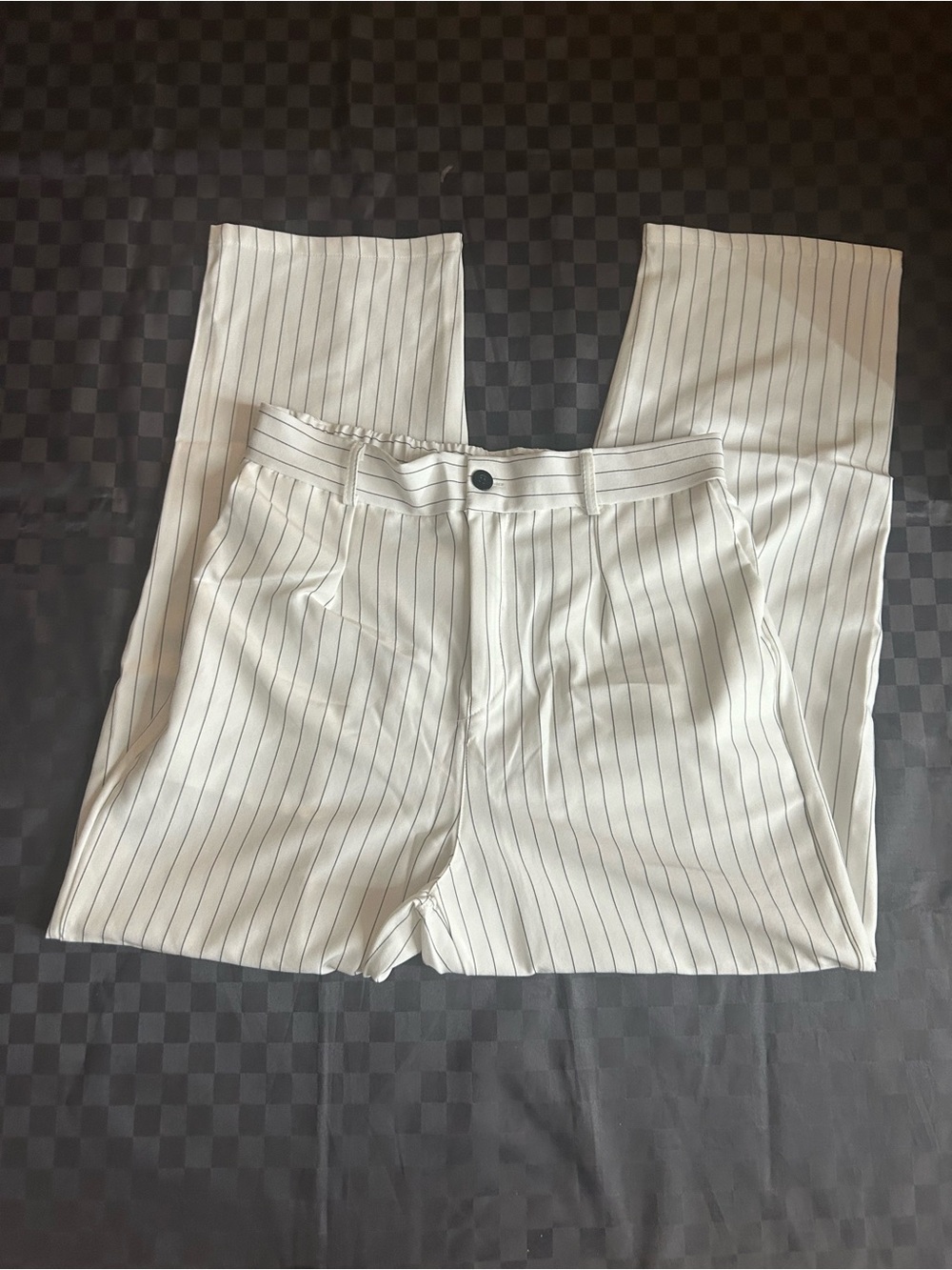 White pinstripe pants